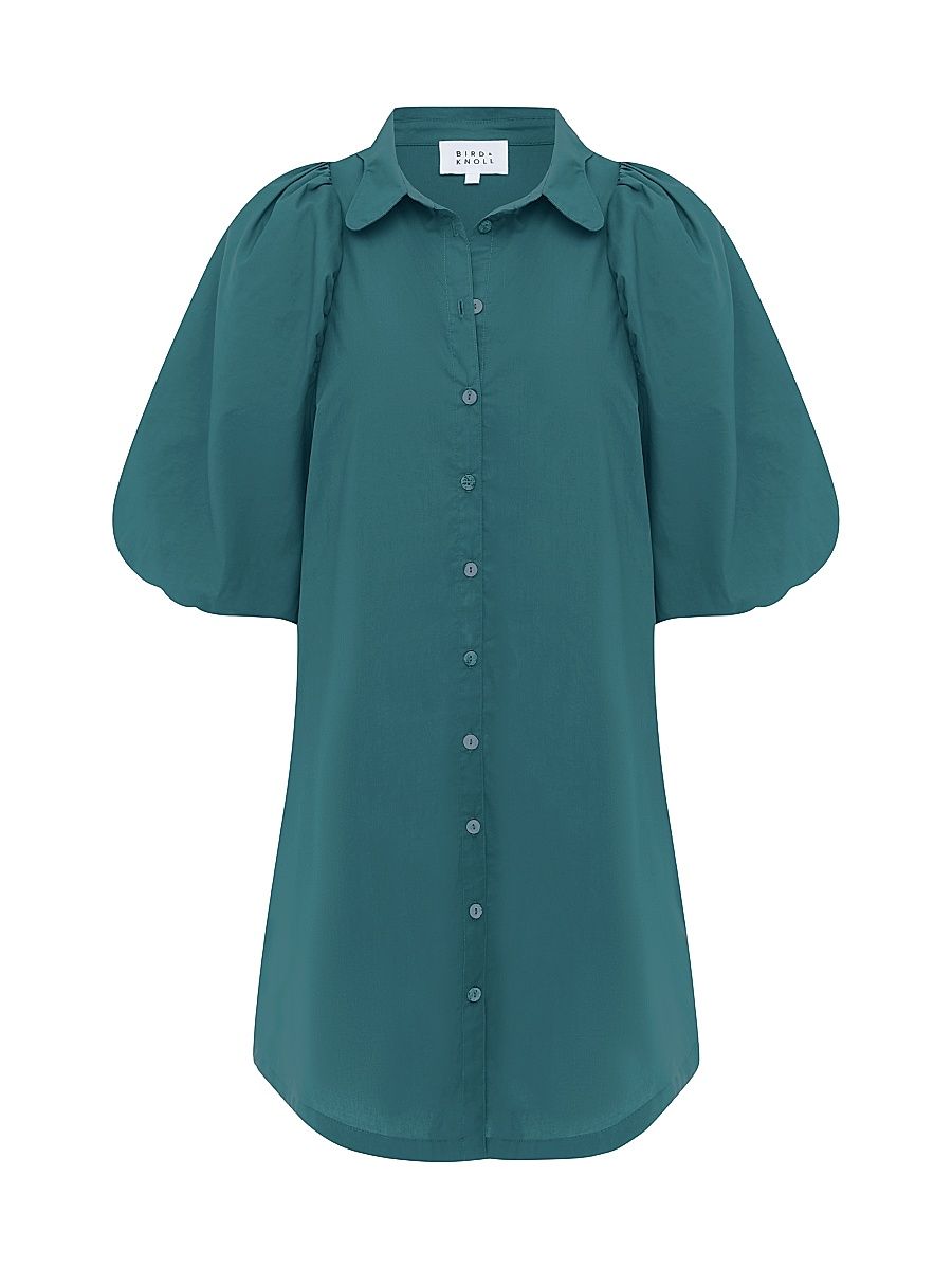 Women's Maude Puff-Sleeve Minidress - Med Green - Size Large