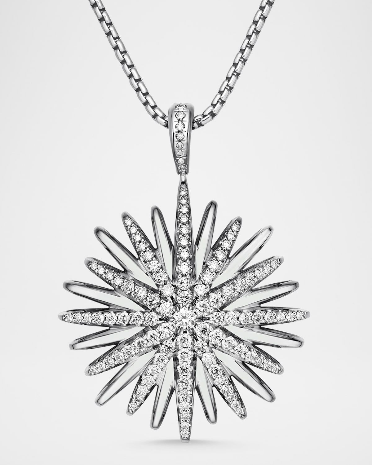 Starburst Pendant White Diamond Necklace
