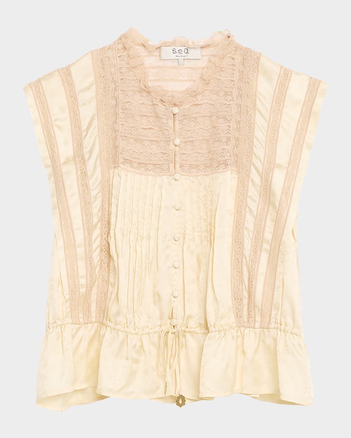 Ethel Lace-Embroidered Satin Top