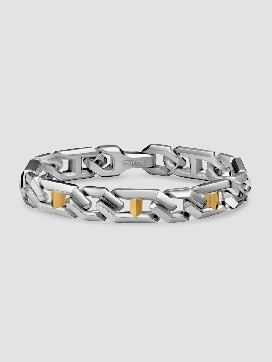 David Yurman Men's Faceted Angular Curb Chain Bracelet in Sterling Silver - Silver - Size Medium