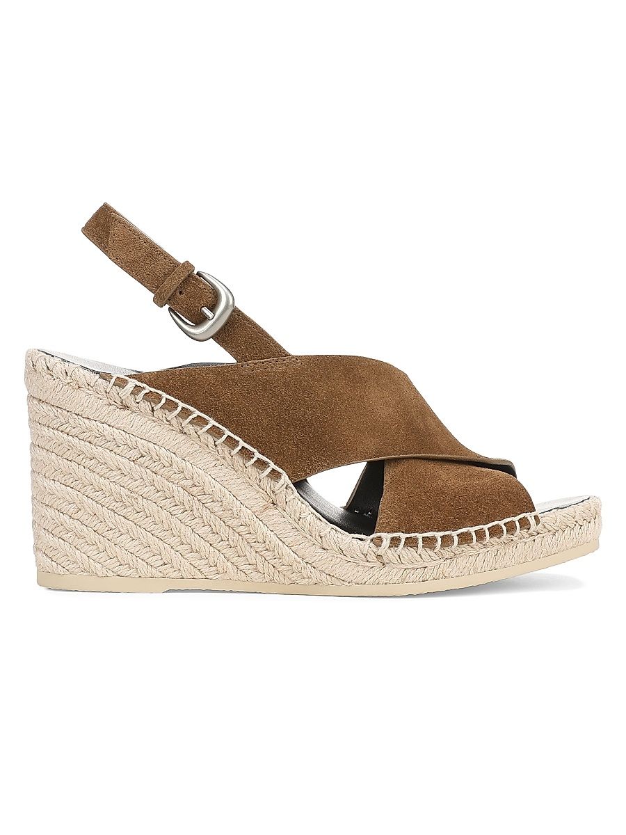 Women's Georgia 90MM Suede Espadrille Wedge Sandals - Elmwood - Size 11