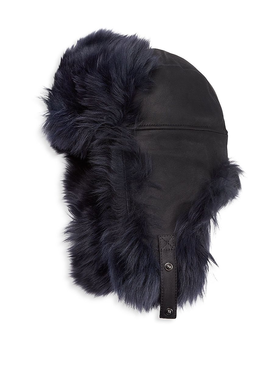 Women's Shearling Trapper Hat - Black
