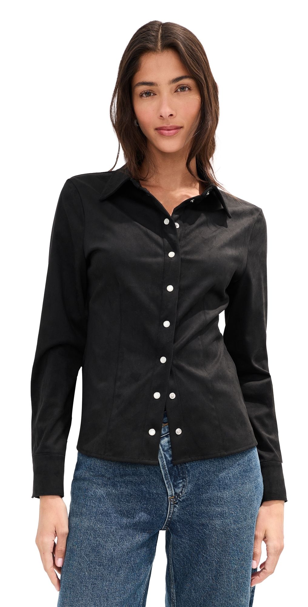LE BOP Jolene Faux Suede Shirt Coffee M