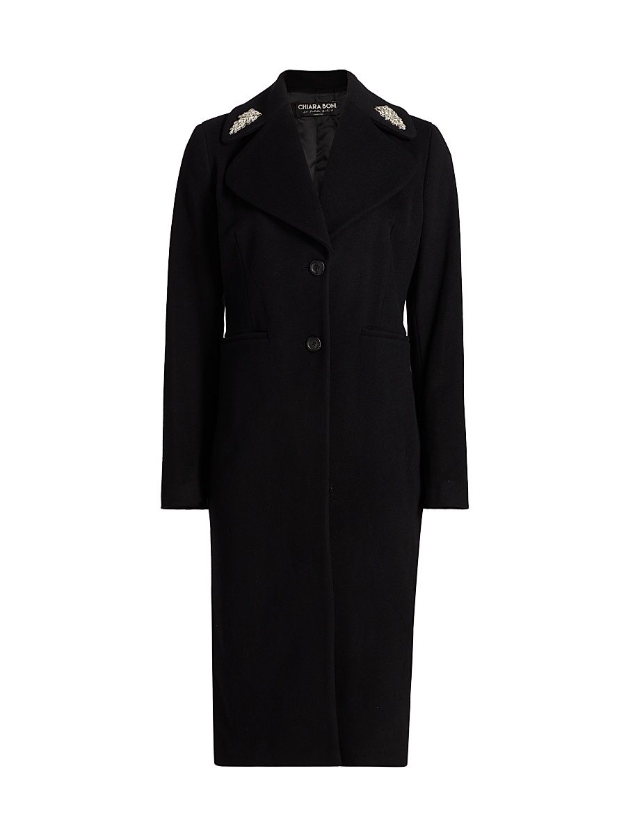 Women's Erbert Embellished Virgin Wool-Blend Single-Breasted Coat - Black - Size 2