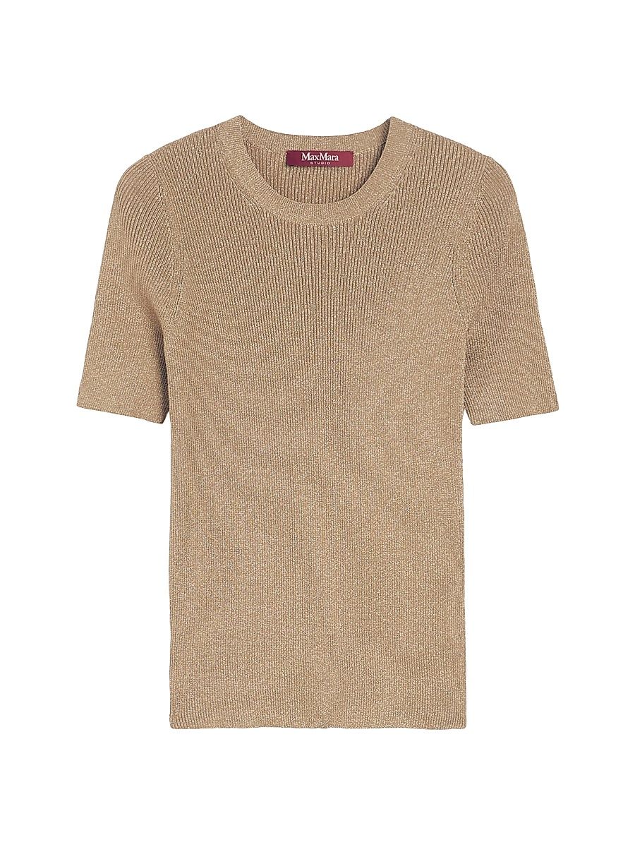 Women's Slim Fit Lurex Sweater - Gold - Size XL