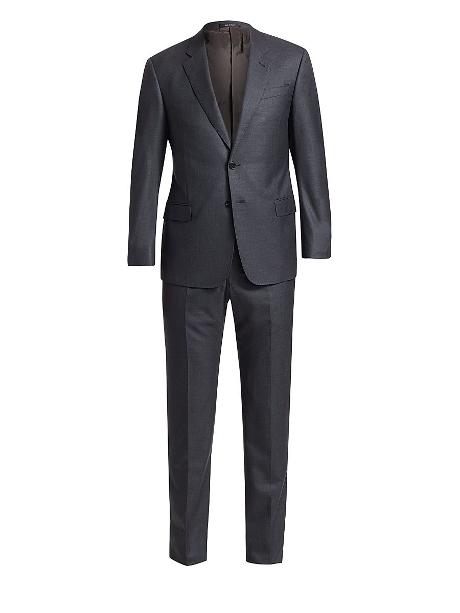 Men's Wool Suit - Solid Dark - Size 48