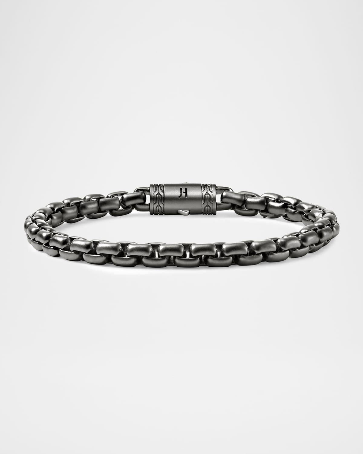 Men & apos;s Dark Sterling Silver Box Chain Bracelet, 6mm