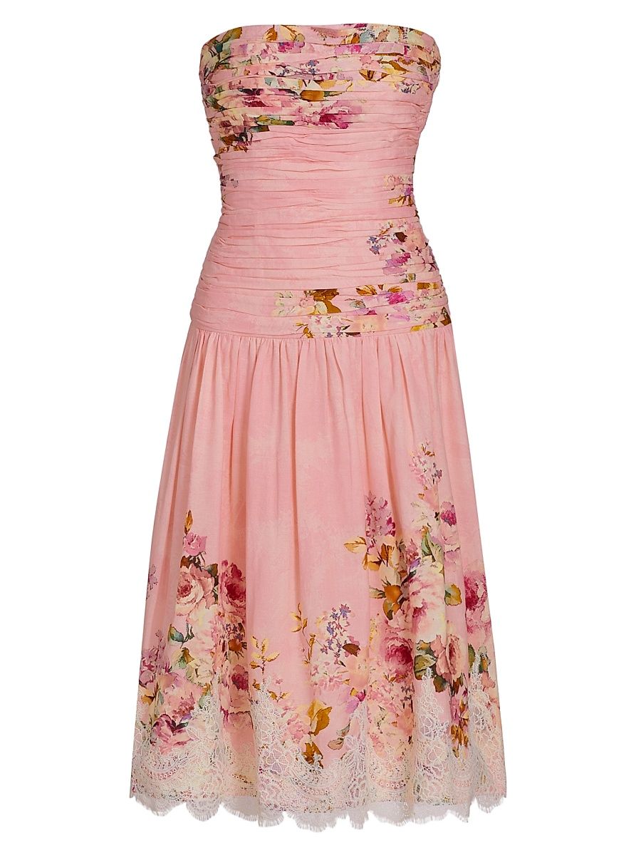 Women's Niva Floral Ruched Cocktail Dress - Pink Floral - Size XL