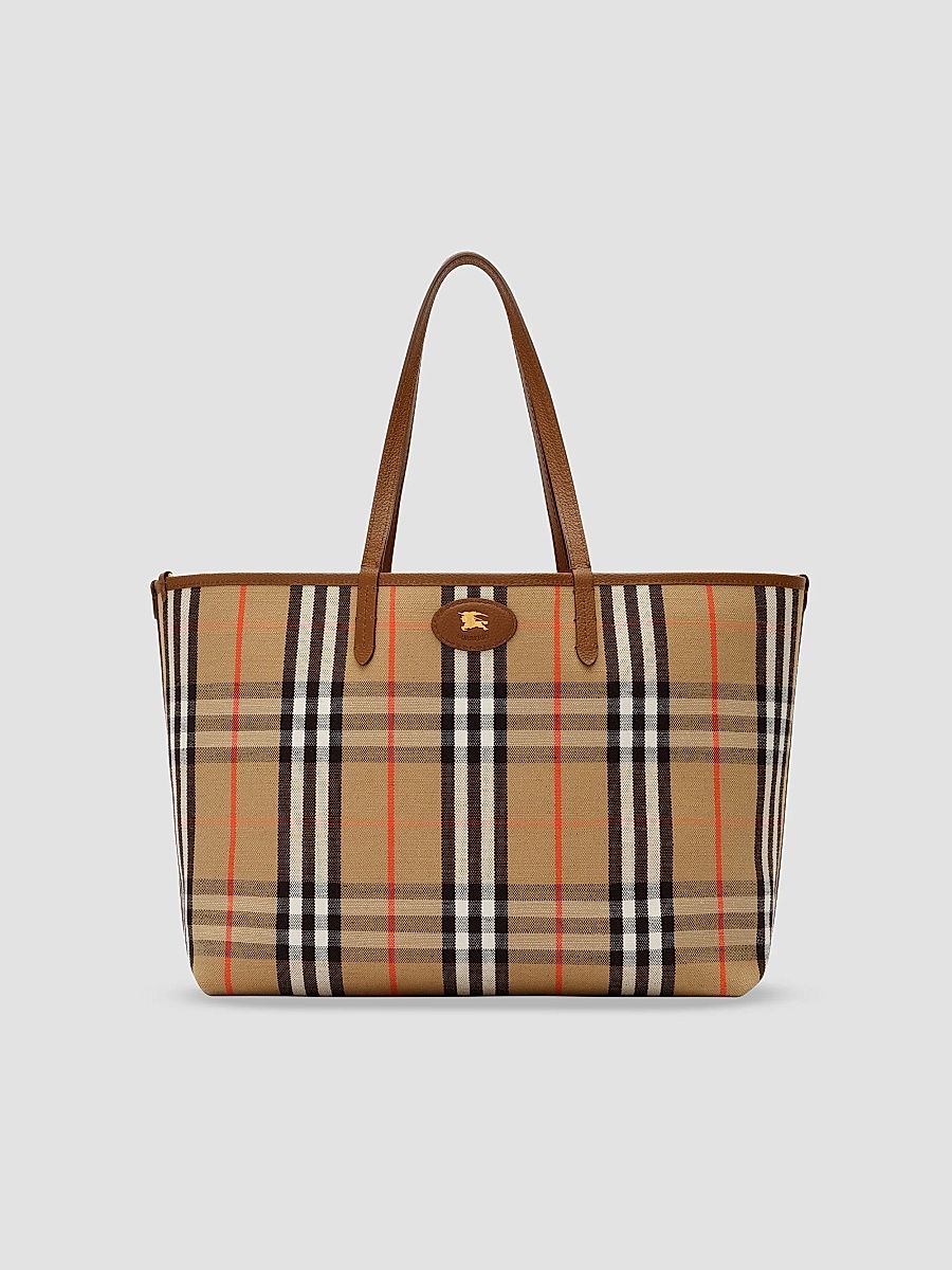 Women's Medium Bloomsbury Check Reversible Tote Bag - Hazel Sand