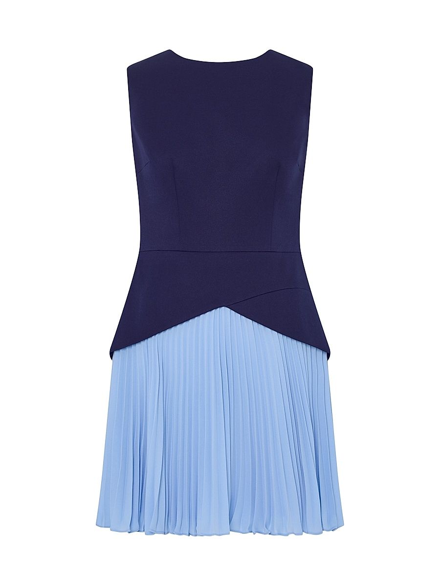 Women's Haddy Pleated Two-Tone Minidress - Navy - Size 12