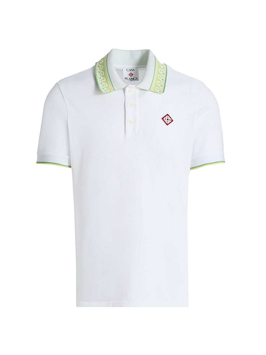 Men's Laurel Contrast-Trim Polo Shirt - Textured Pique - Size XXL