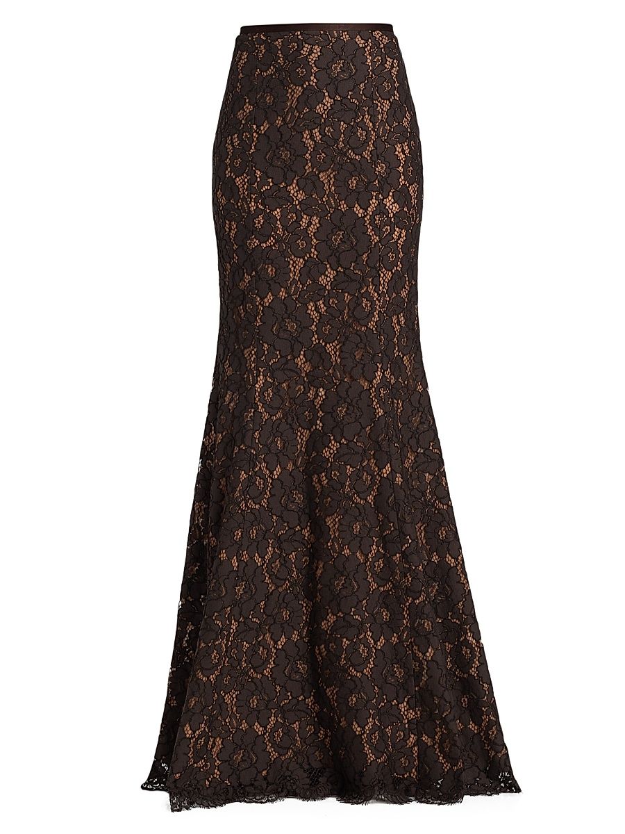 Women's Lace Fishtail Maxi Skirt - Chocolate - Size 8