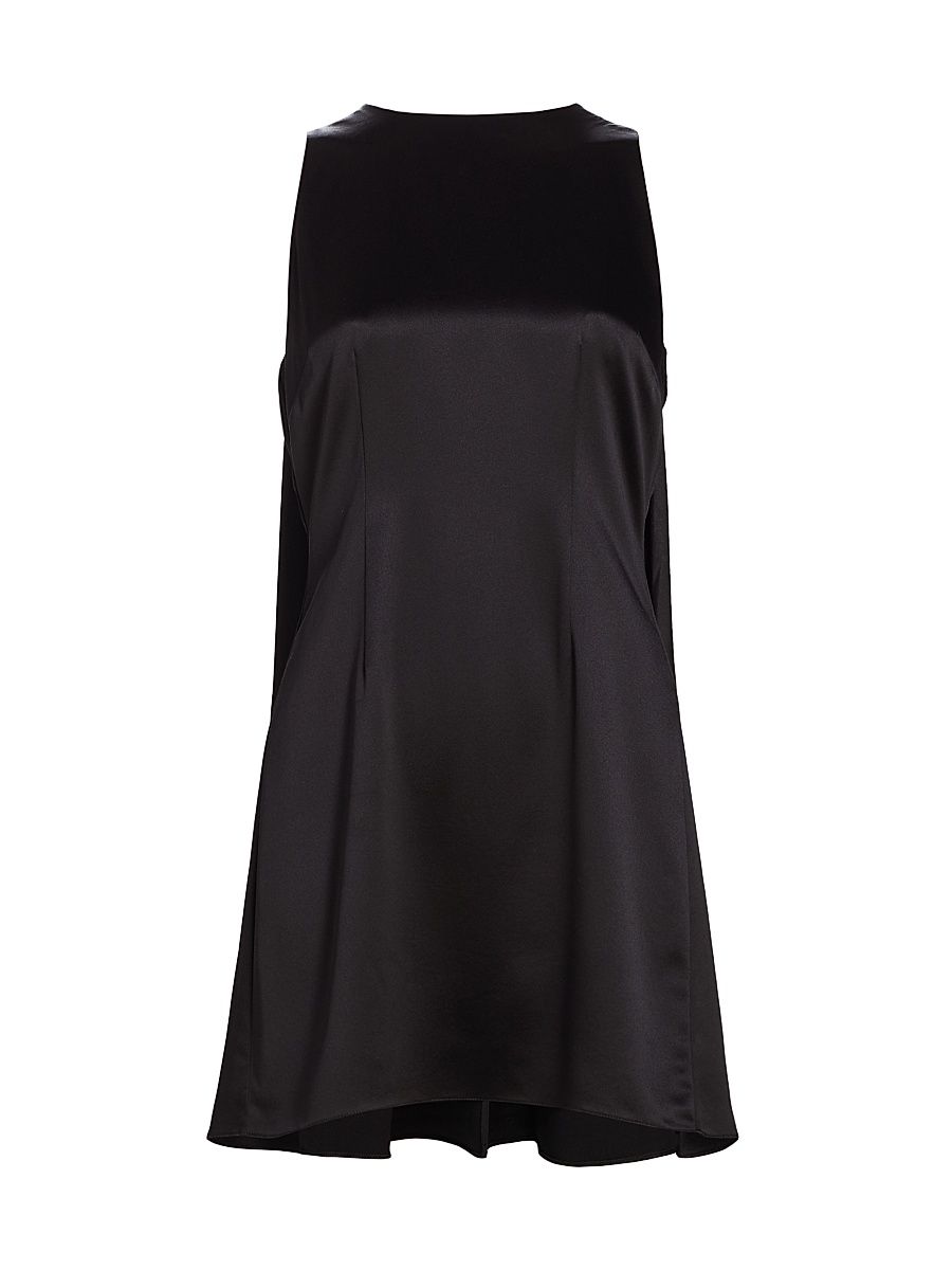 Women's Silk Cape Sleeveless Minidress - Black - Size 10