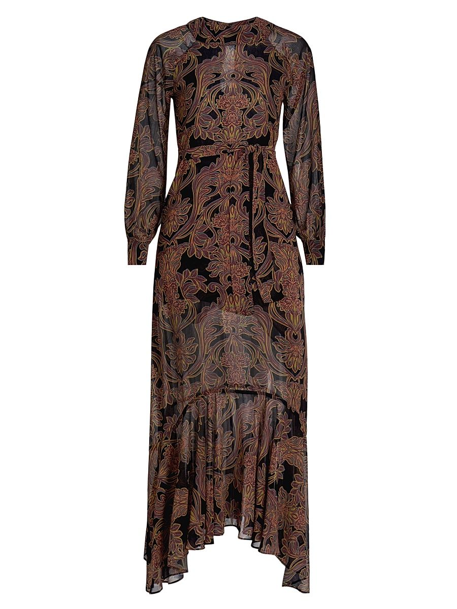 Women's Jill Printed Chiffon Maxi Dress - Studded Floral Chiffon - Size XL