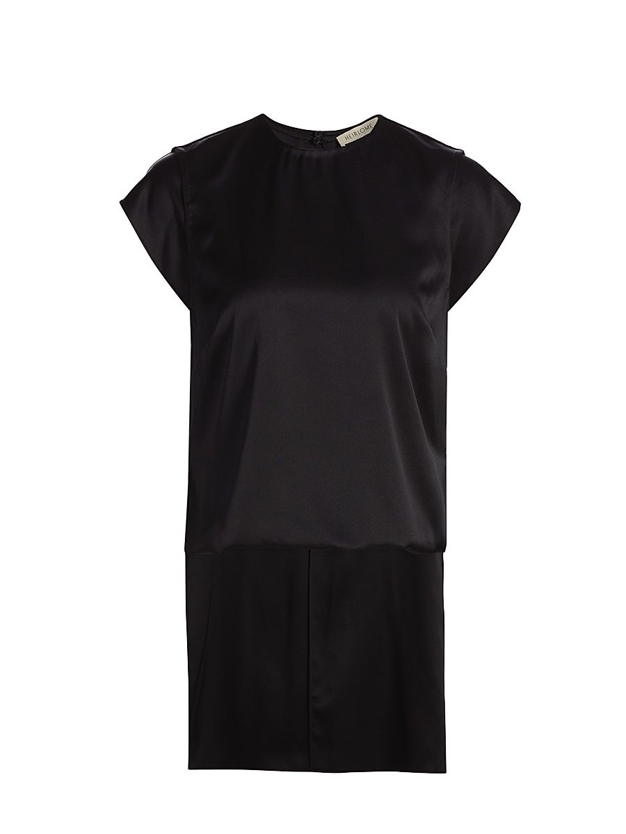 Women's Athena Layered Silk Cape Top - Black - Size Large