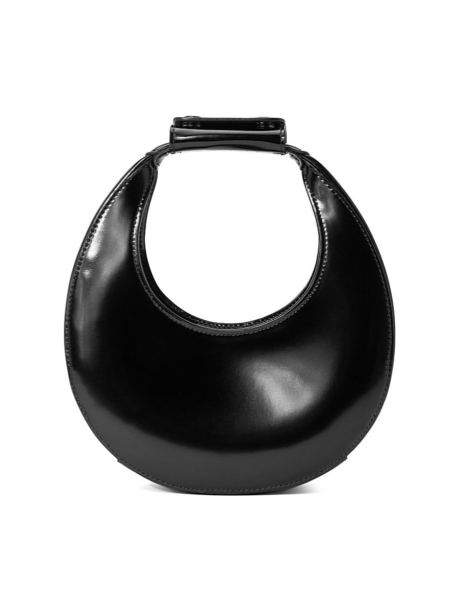 Women's Good Night Moon Leather Shoulder Bag - Black