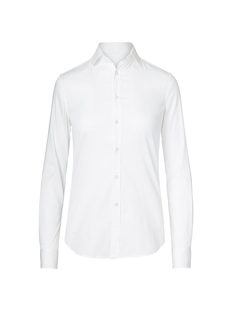 Women's Iconic Style Charmain Stretch Sateen Shirt - White - Size 2