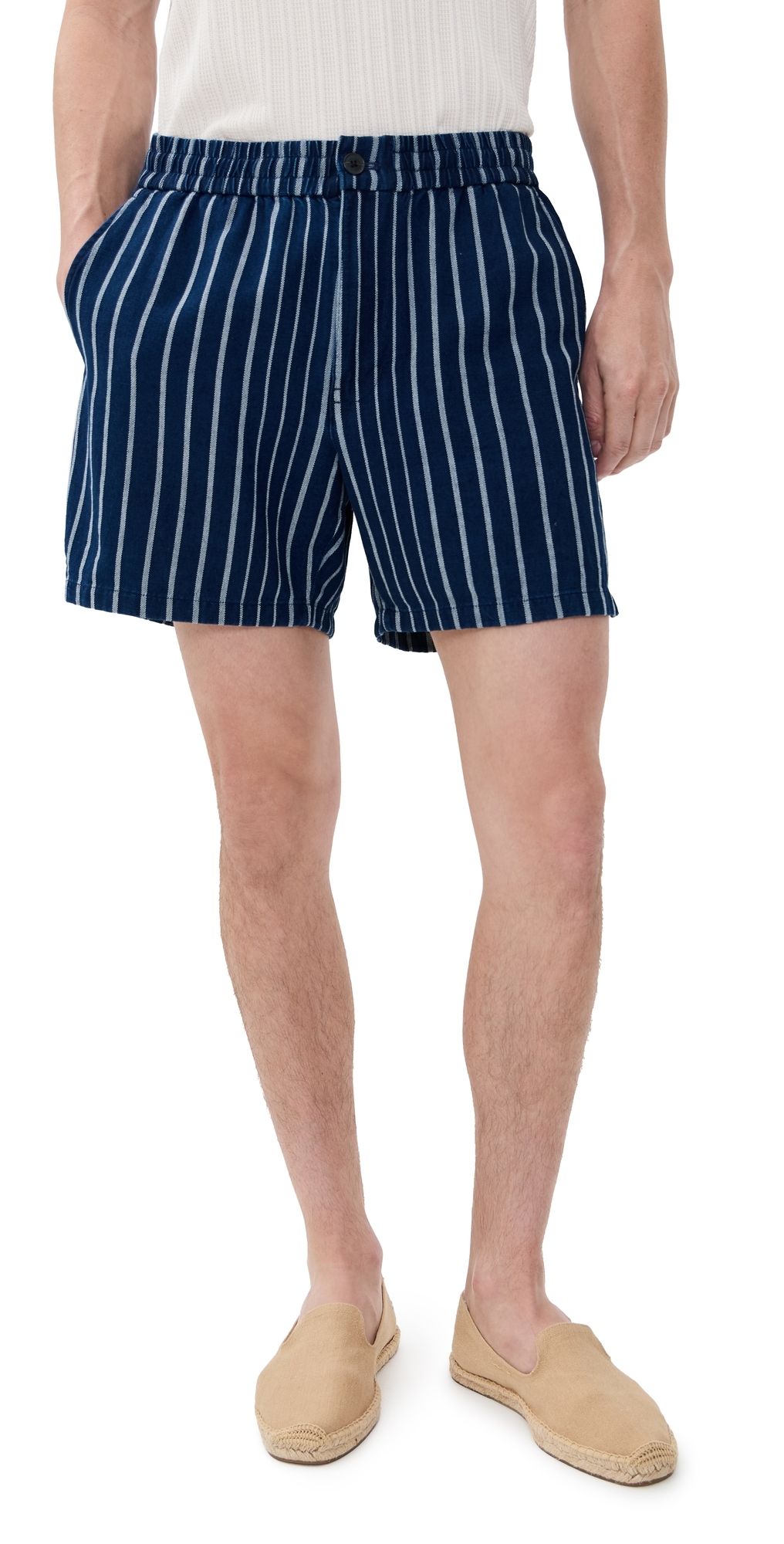 Madewell Everywear Shorts In Stripe Indigo Canvas Indigo XXL