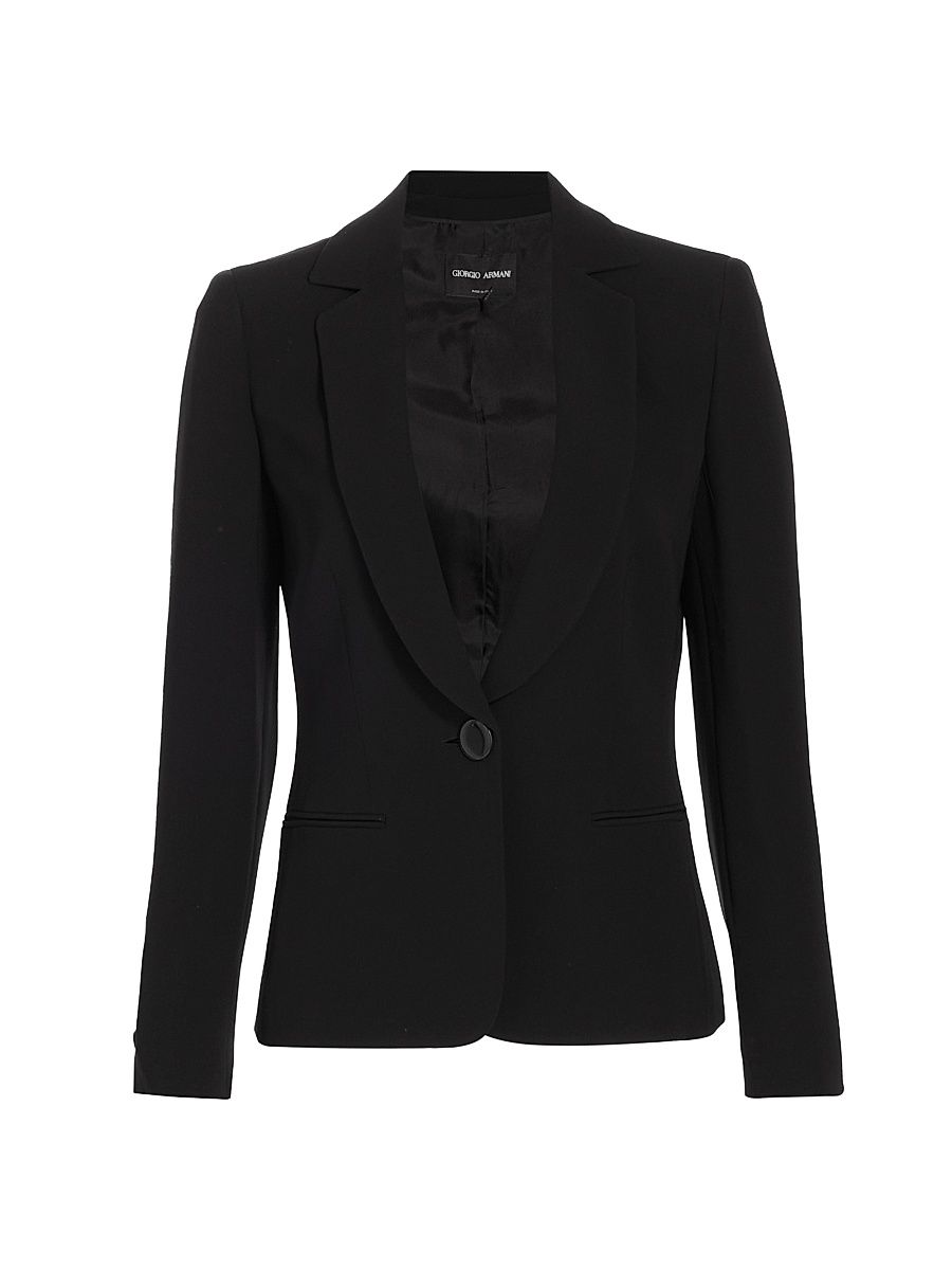 Women's Silk Button-Front Blazer - Black - Size 8