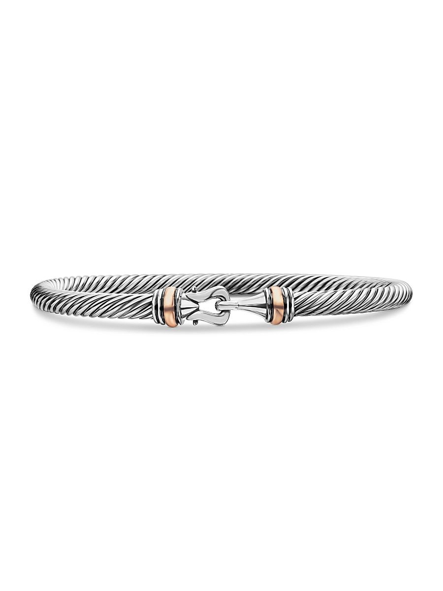 Women's Buckle Classic Cable Bracelet in Sterling Silver - Silver - Size Medium