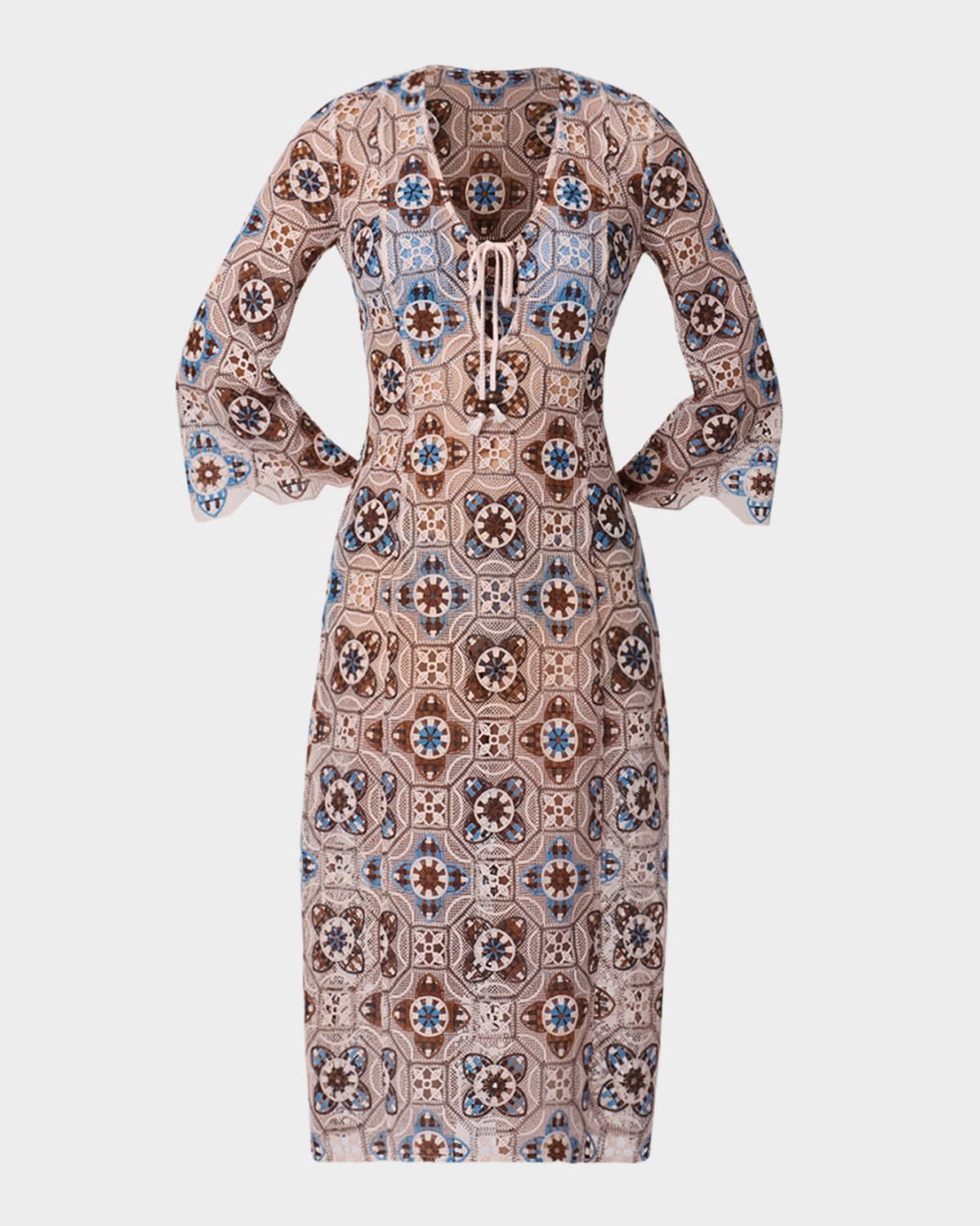 Mosaic Crochet Midi Dress Coverup