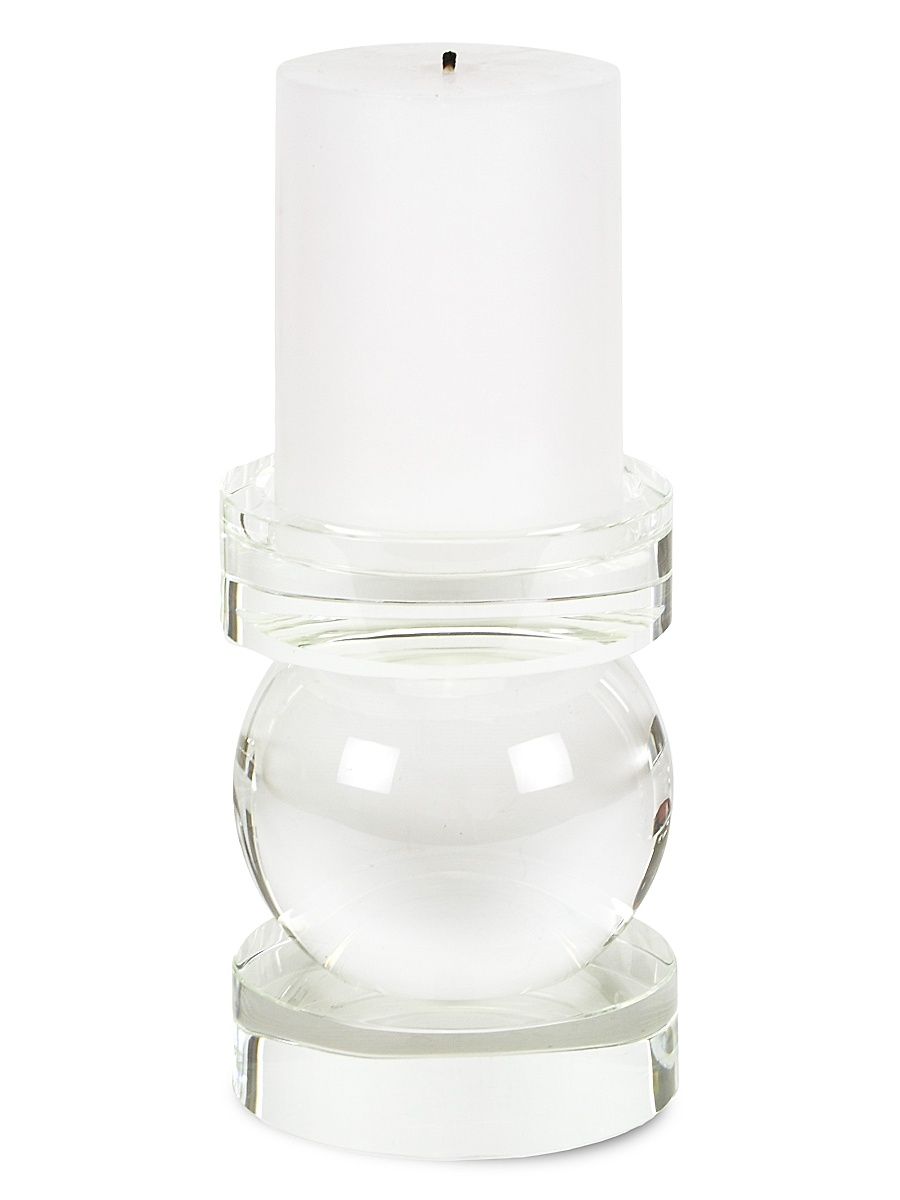Clear Crystal Sphere Candleholder - Clear - Size Medium