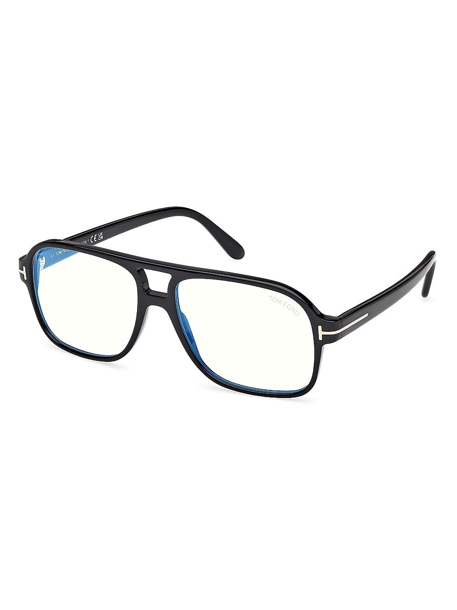 Men's Navigator 58MM Blue Block Glasses - Shiny Black