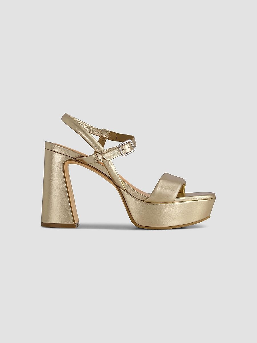 Bernardo Women's Ventura Leather Platform Sandals - Champagne - Size 7.5