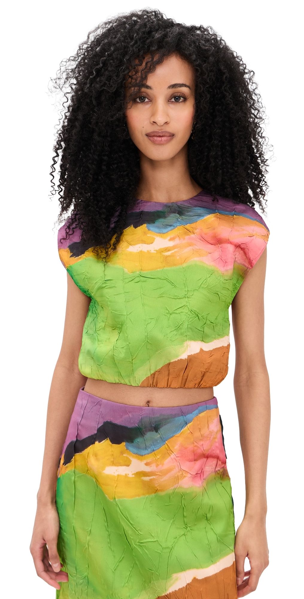 Ulla Johnson Gisella Satin Crop Top Nature Abhors A Vacuum 12