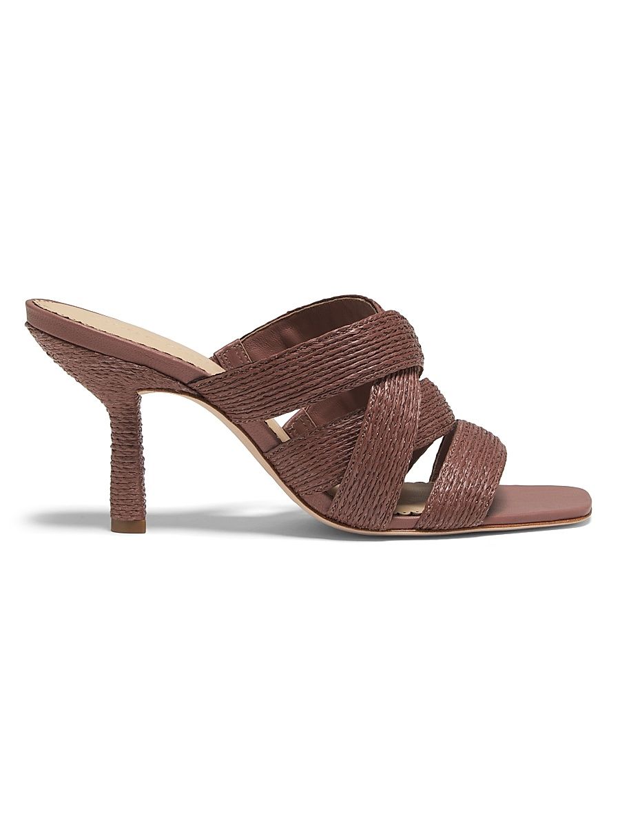 Women's Dina 80MM Raffia Sandals - Brown - Size 9.5