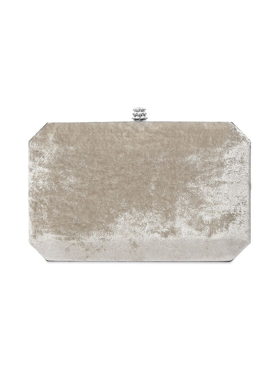 Women's Lily Clutch in Crushed Velvet with Silver Hardware - Platinum