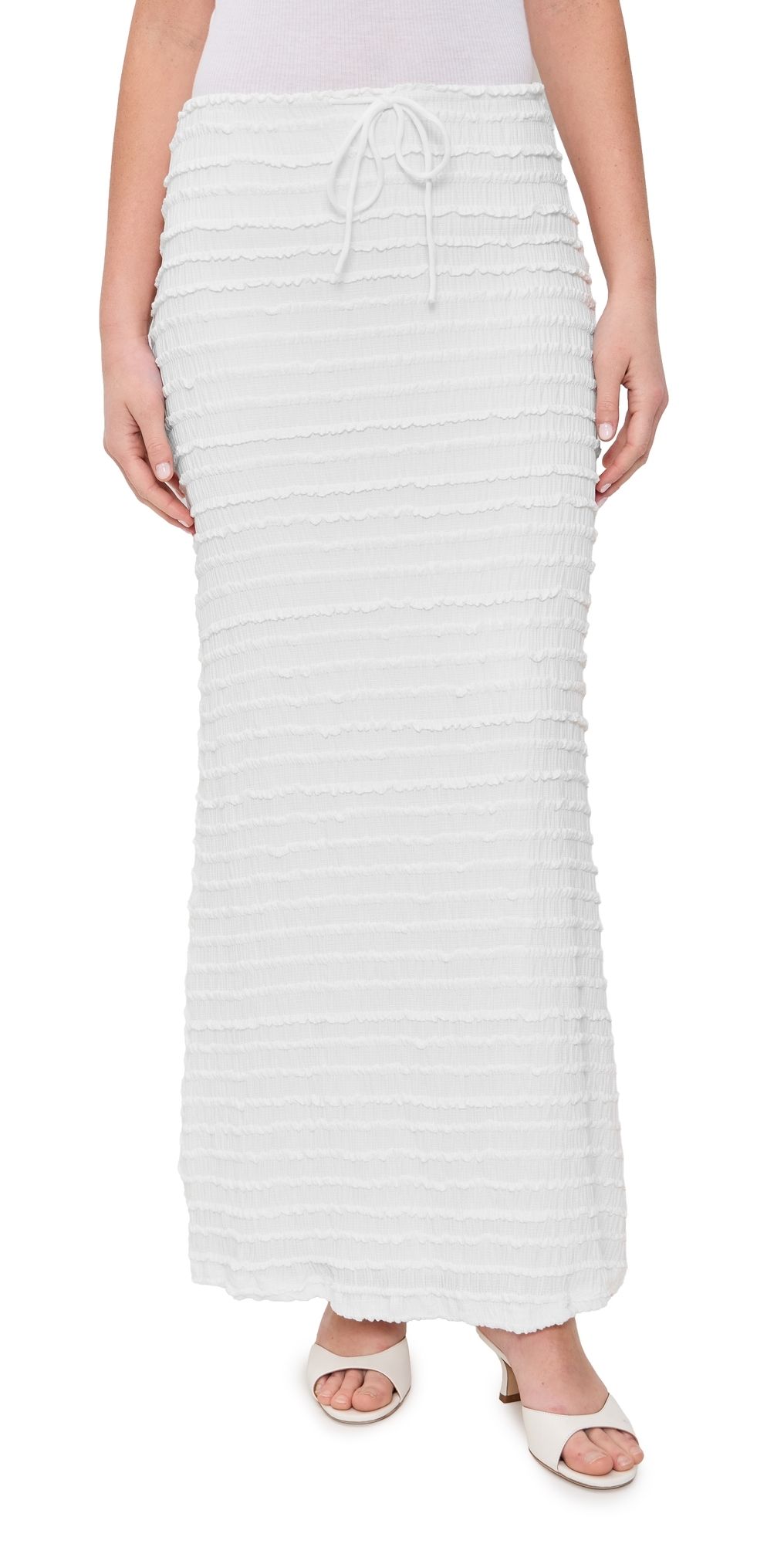 Seven Wonders Adalee Ruffle Texture Maxi Skirt White S