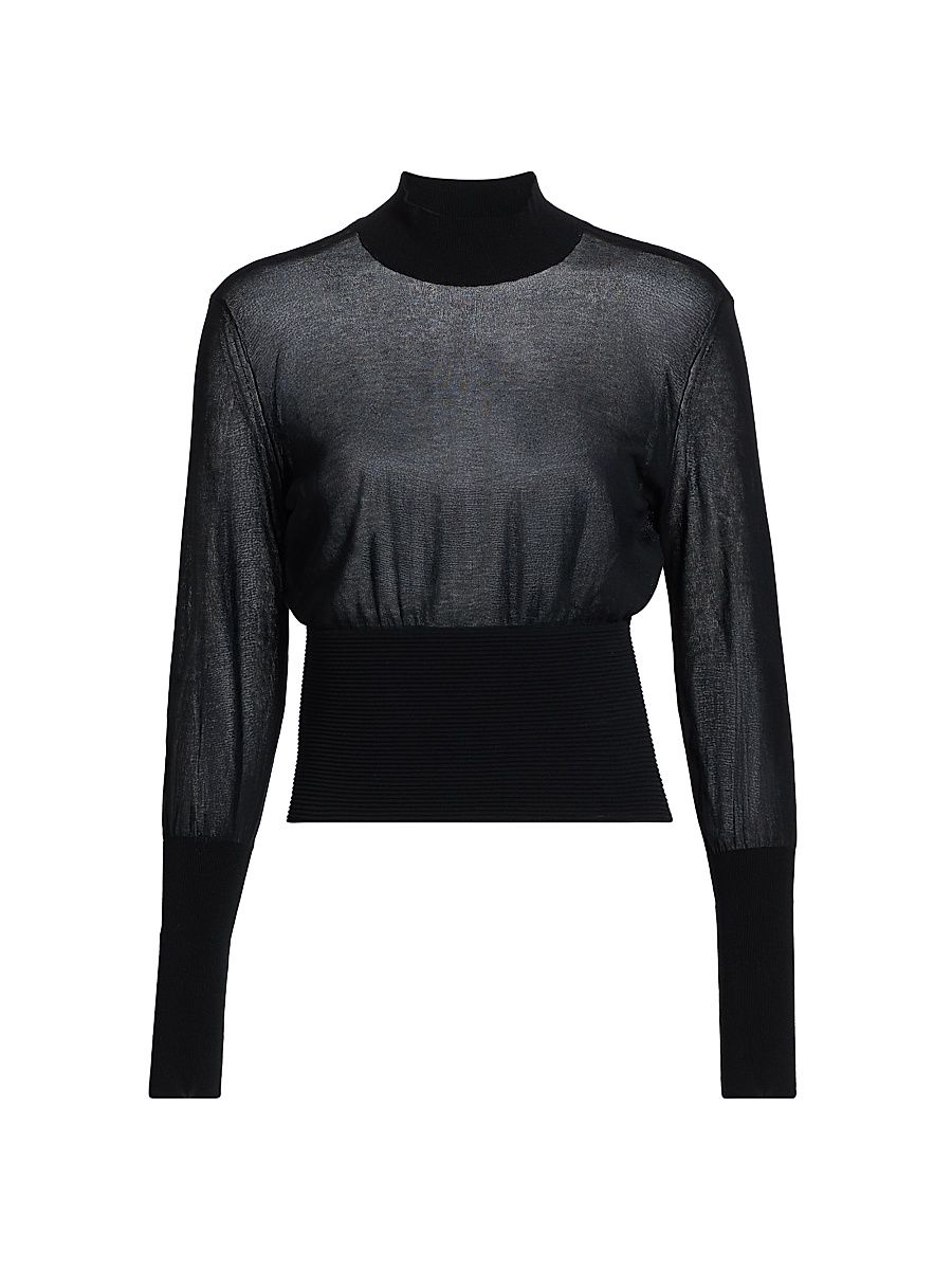 Women's The Sleek Sheer Sweater - Black - Size Large