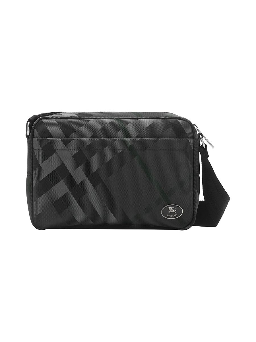 Men's Slim Checked Crossbody Bag - Charcoal