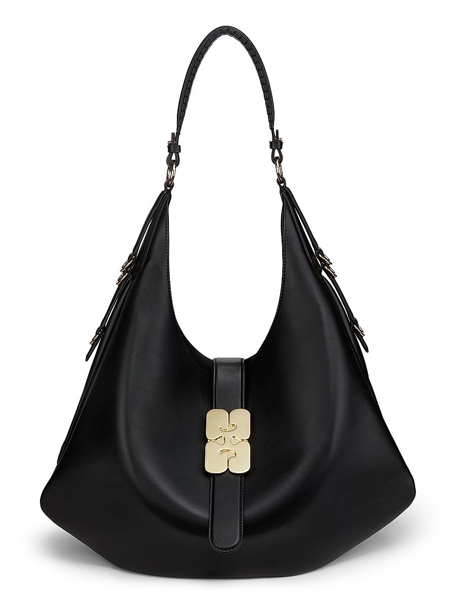 Women's Large Kat Leather Hobo Bag - Black