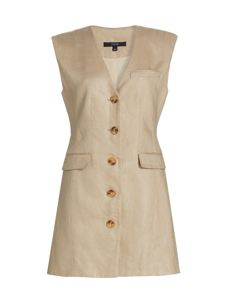 Toccin Women's Hayden Linen Vest Minidress - Natural - Size 12