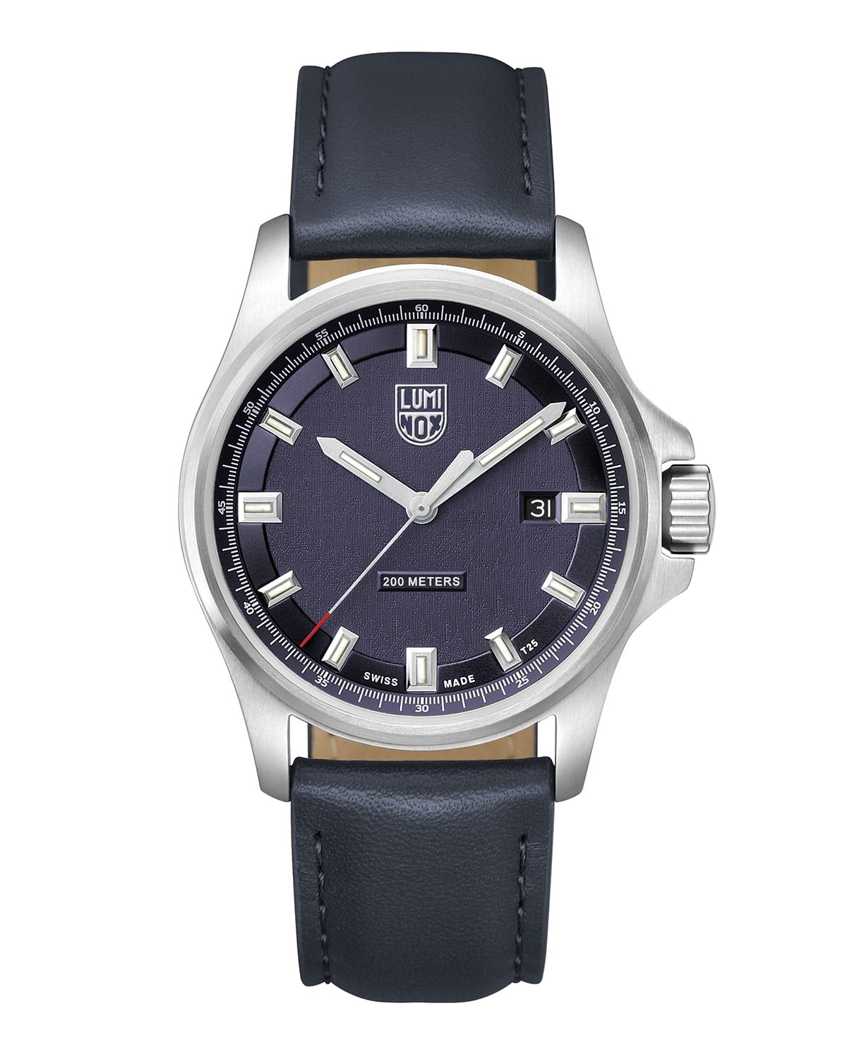 Men & apos;s Dress Field Watch with Leather Strap, Navy