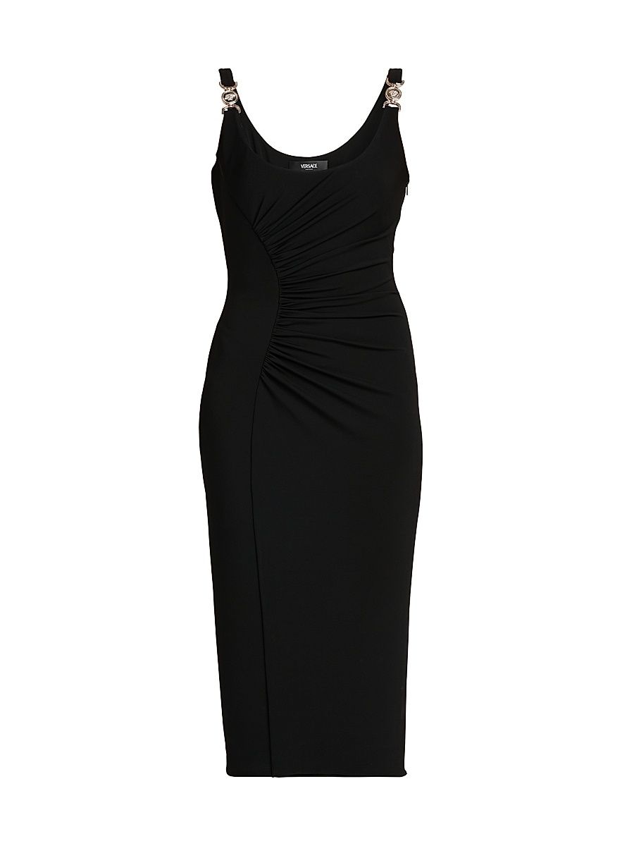 Women's Stretch Crepe Jersey Bodycon Midi-Dress - Black - Size 12