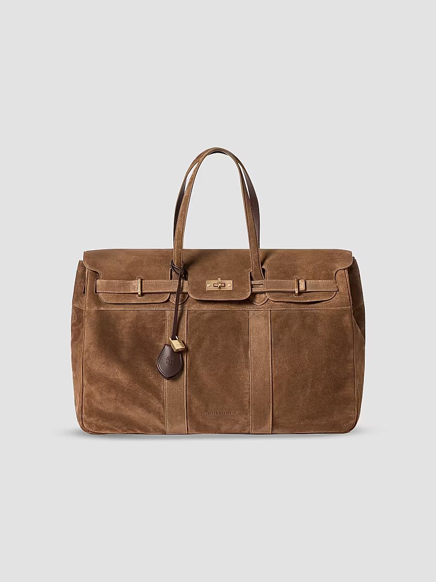Women's Explorer Travel Tote Bag in Suede - Caramel