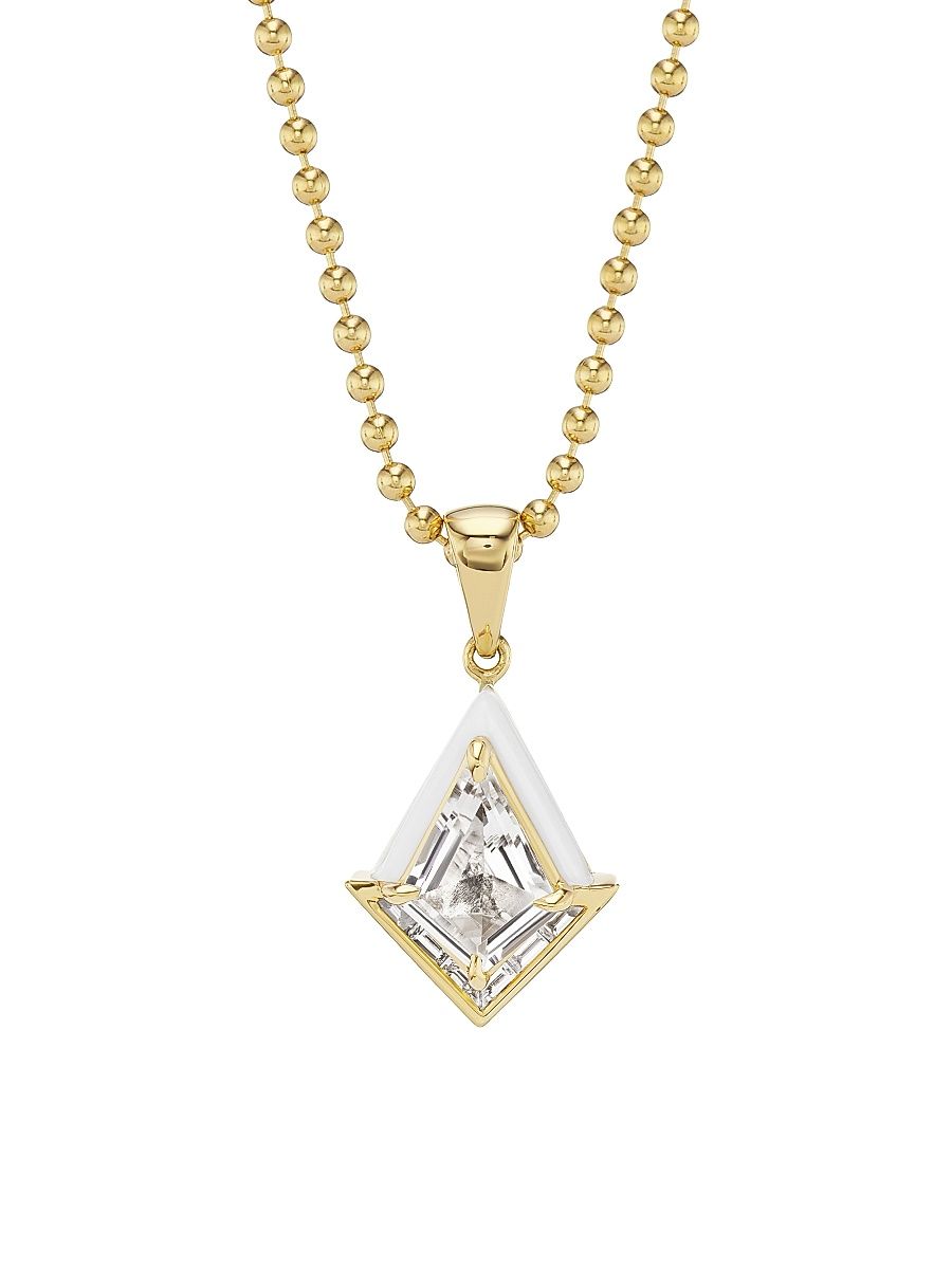 Women's Dress Up 18K Yellow Gold, White Topaz & Diamond Twinkle Necklace - Gold