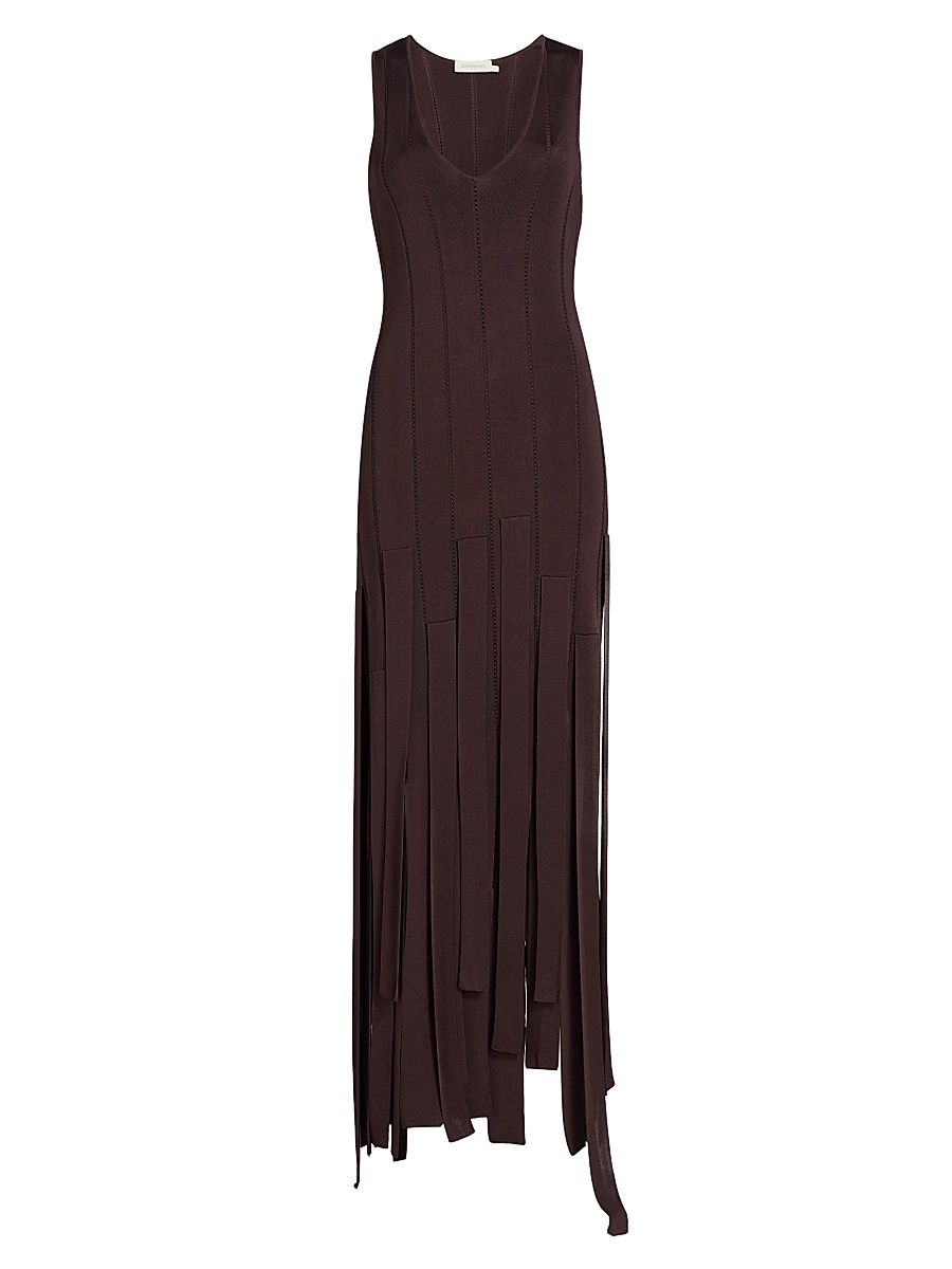 Women's Luna Fringe Midi-Dress - Chocolate - Size 10