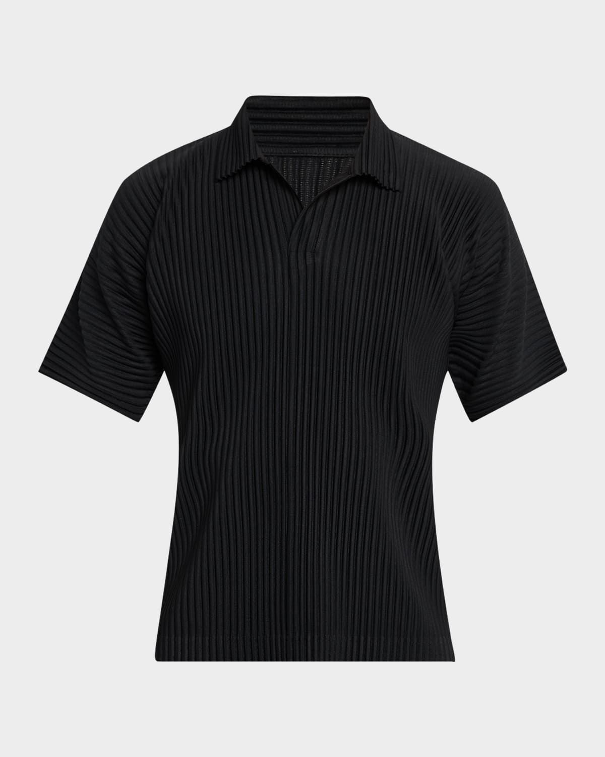 Men & apos;s Pleated Johnny Collar Polo Shirt