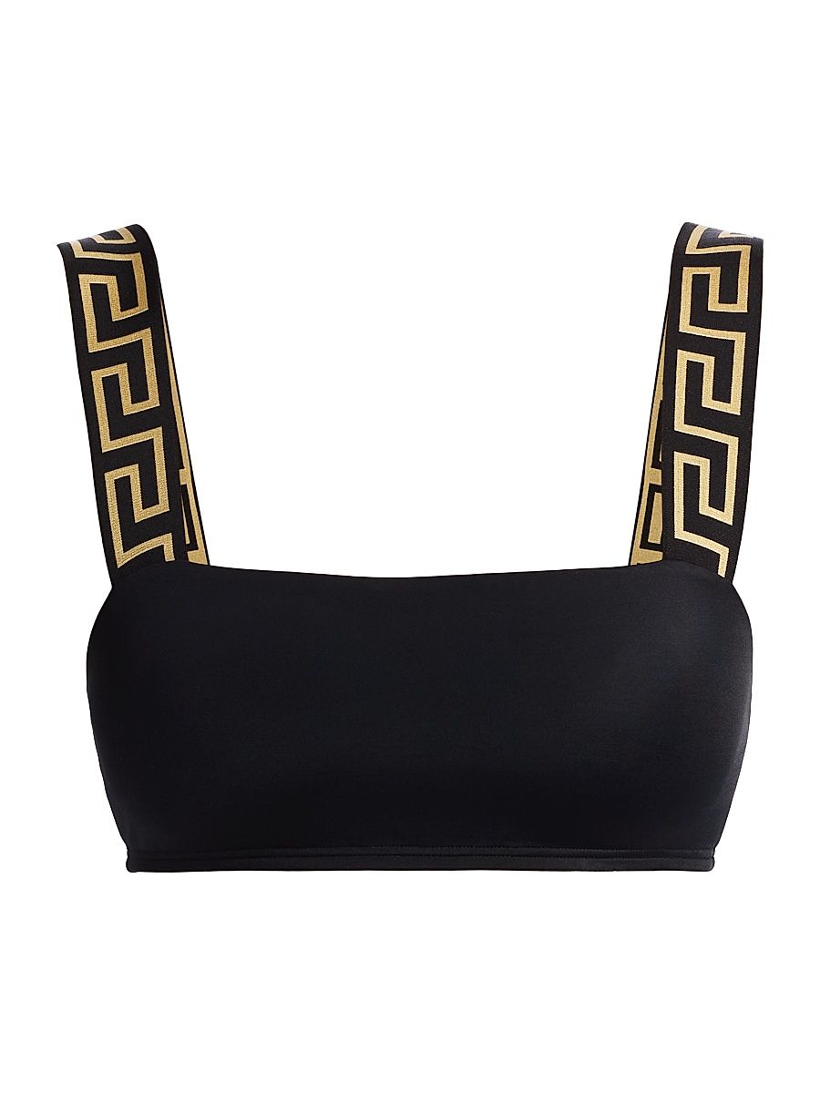 Women's Greek Key Bikini Top - Black - Size XL