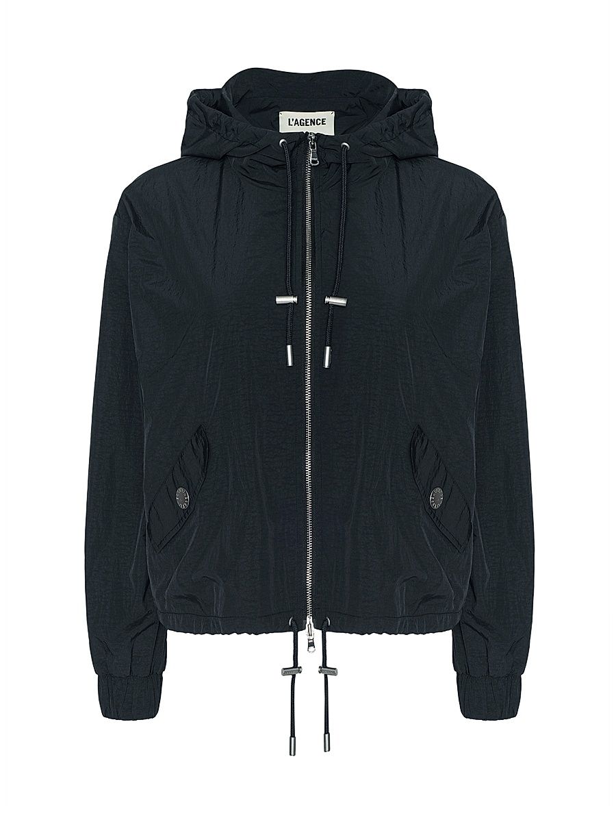 Women's Miro Drawstring Hood Windbreaker - Black - Size XS