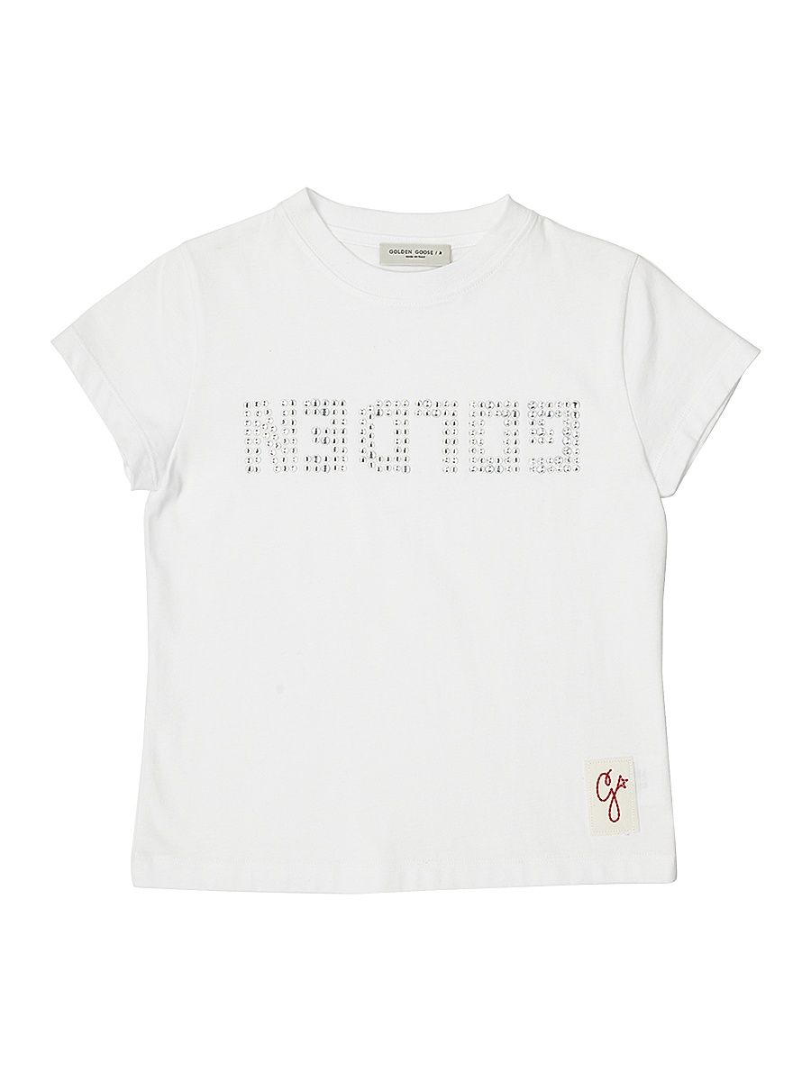 Little Girl's & Girl's Crystalized Logo T-Shirt - White - Size 8