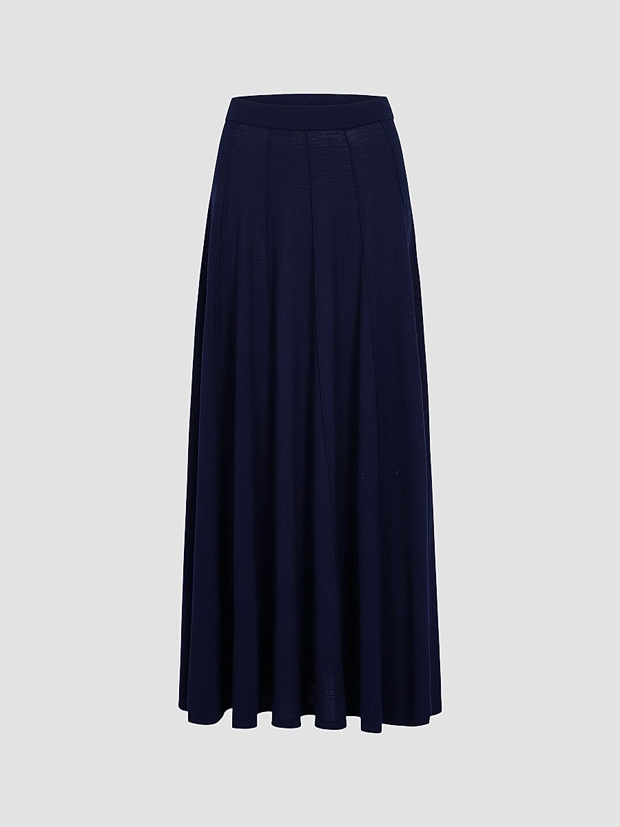 Women's Merino Wool A-Line Maxi Skirt - Blue Nights - Size XS