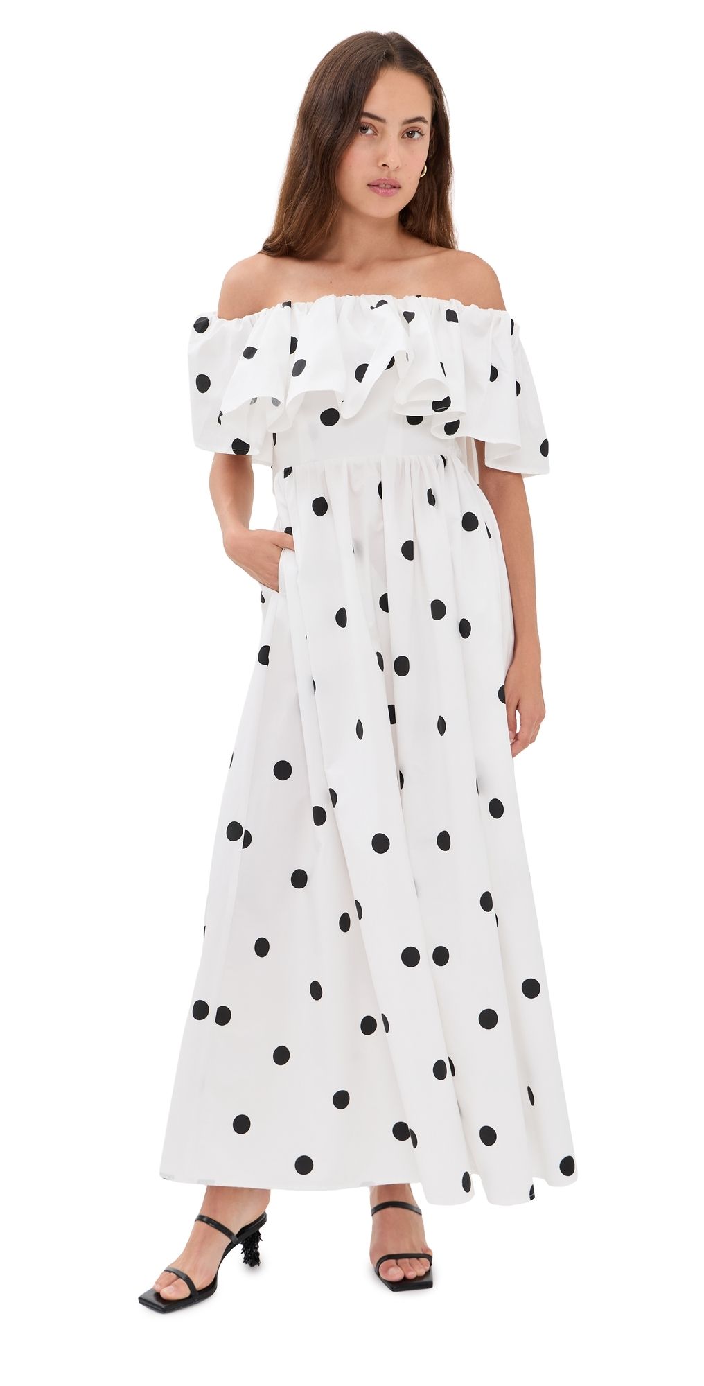 Susana Monaco Polka-Dot Poplin Dress Sugar/Black M
