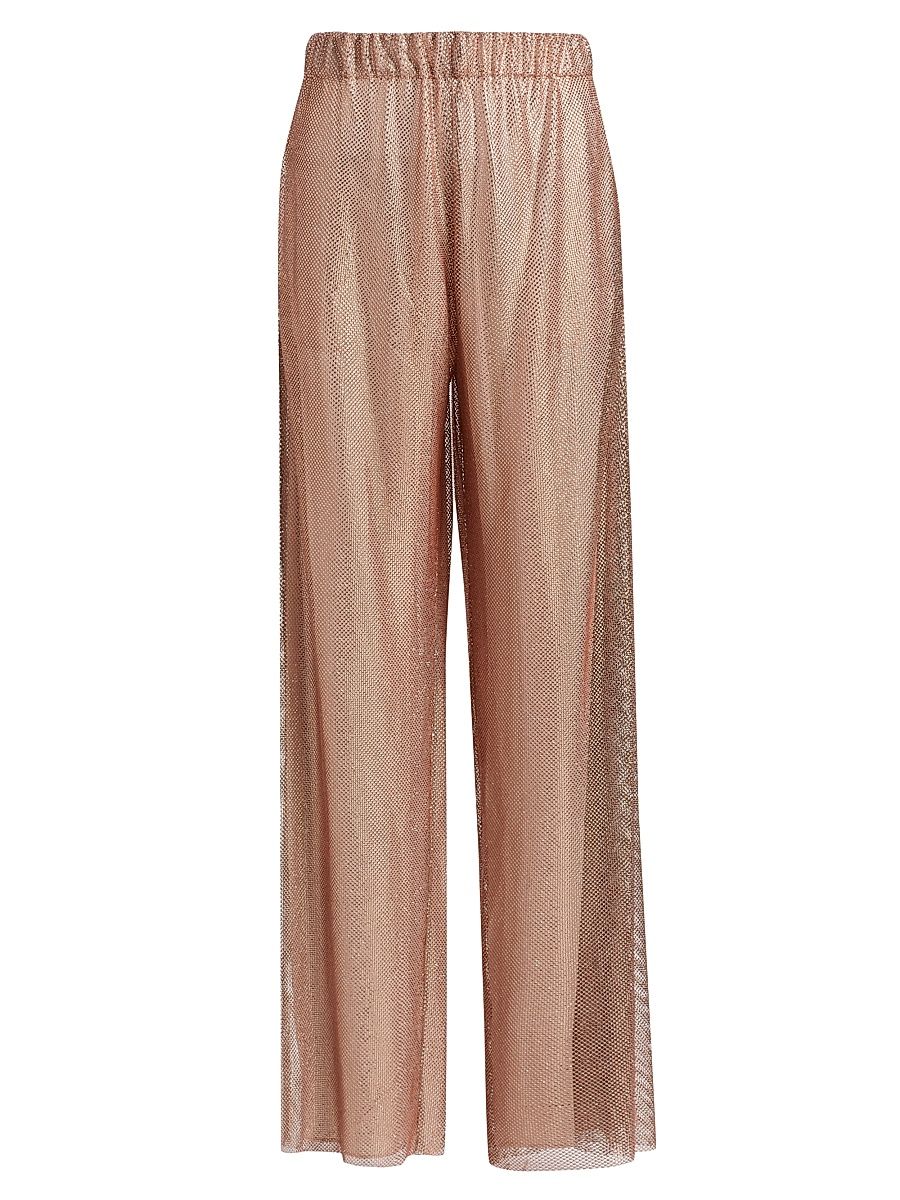 Women's Hotfix Embellished Straight Trousers - Multi Pink - Size Large