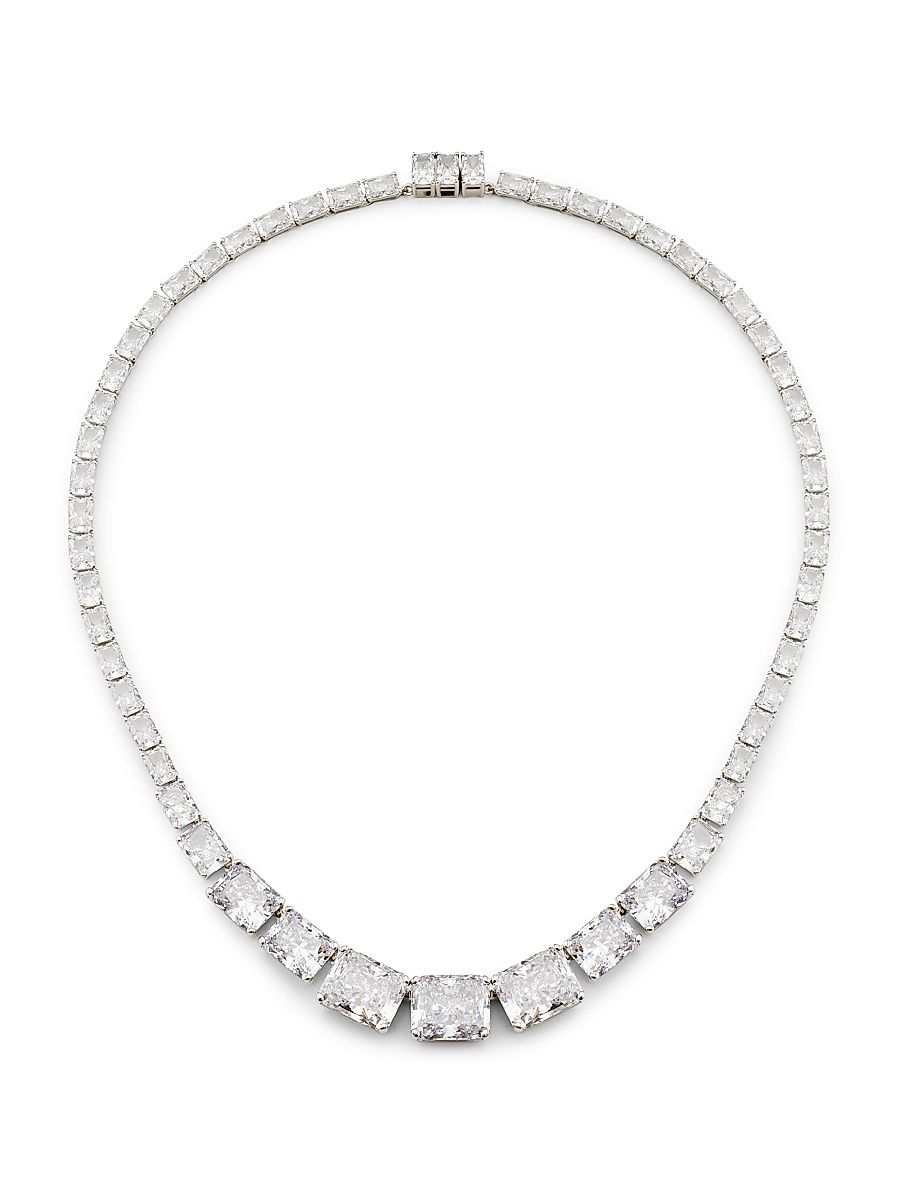 Women's Naomi Rhodium-Plated & Cubic Zirconia Collar Necklace - Silver