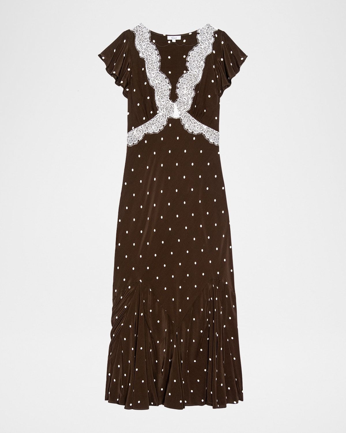 Mattia Lace-Trim Polka Dot Midi Dress